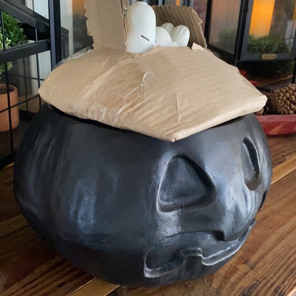 Pottery Barn Peanuts Snoopy Lidded Pumpkin Candy Bowl 🎃🍬 - Picture 12 of 16